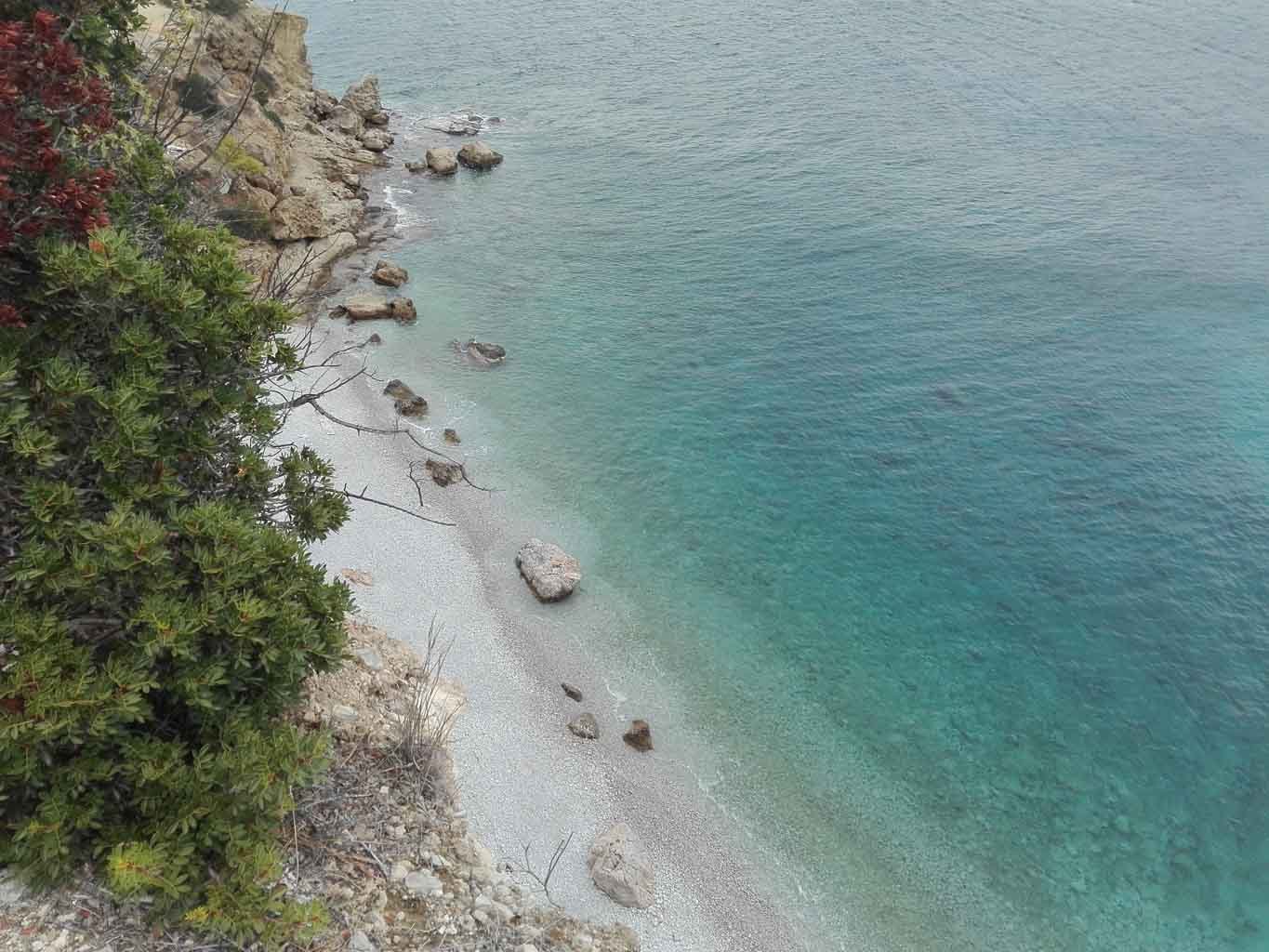 Rocky coastline at Mariza, Agistri island